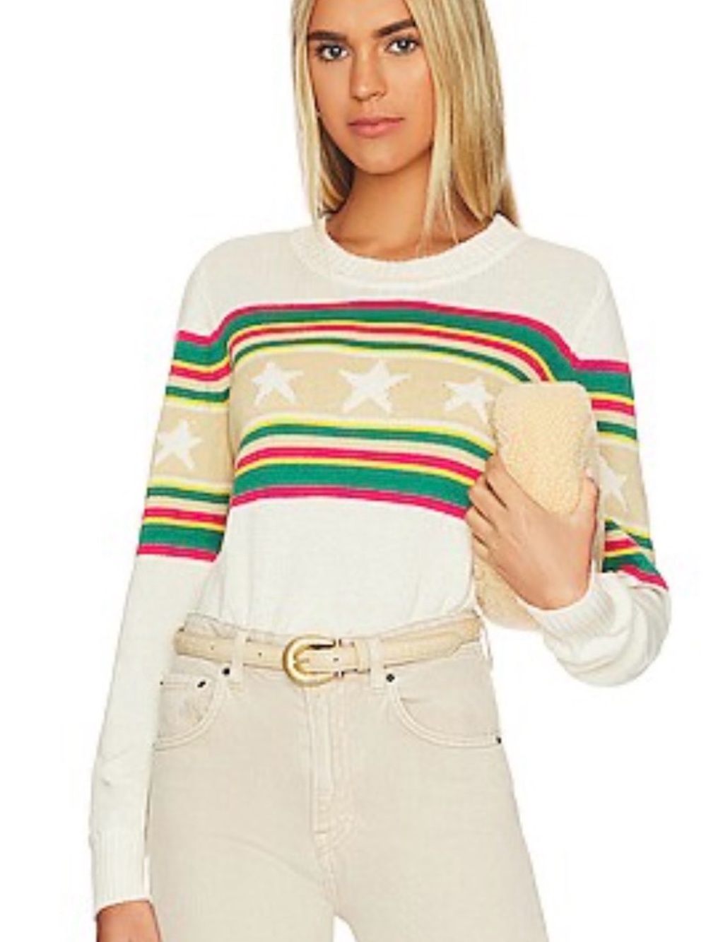 Chaser XS star and stripe après ski 100% cotton sweater